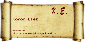 Korom Elek névjegykártya